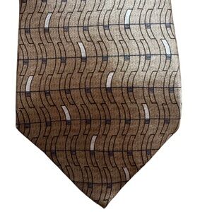 Arrow Vintage Tan Black and White Silk Geometric Pattern Elegant Men's Tie